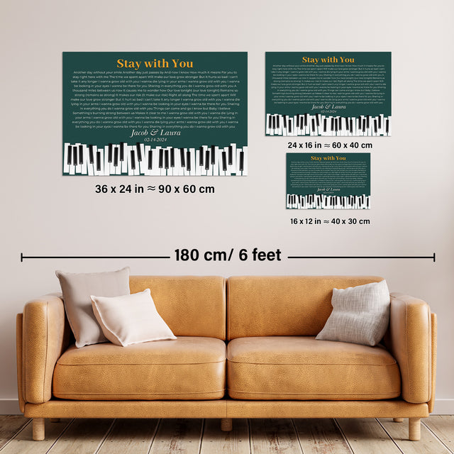 Custom Song Lyrics & Name, Vintage Green Piano Design Framed Art Print