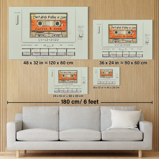 Custom Song Name, Customizable Name And Date, Cassette Player Canvas Wall Art