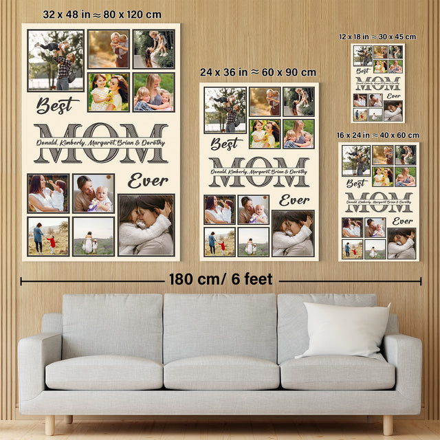 Personalized Best Mom Ever Photo Collage Canvas Custom 10 Pictures