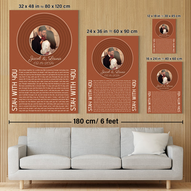 Orange Rusty Vinyl Record Canvas, Song Lyrics On Canvas Wall Art