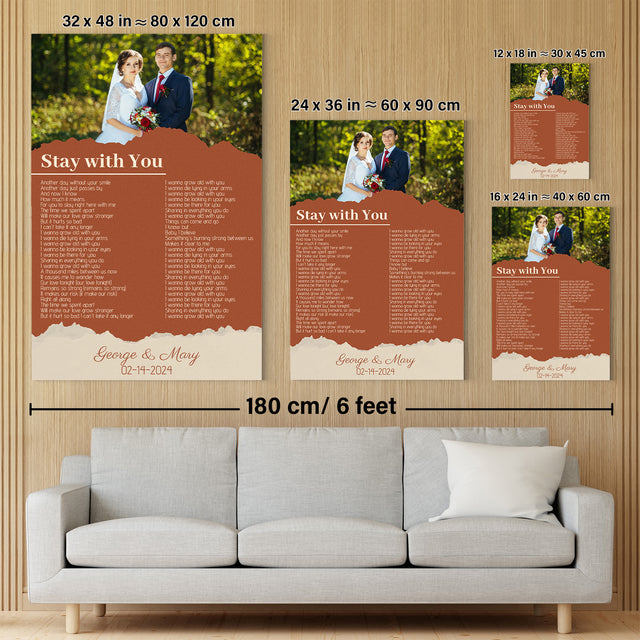 Custom Photo Song Lyrics Name Date Vintage Orange Canvas Print