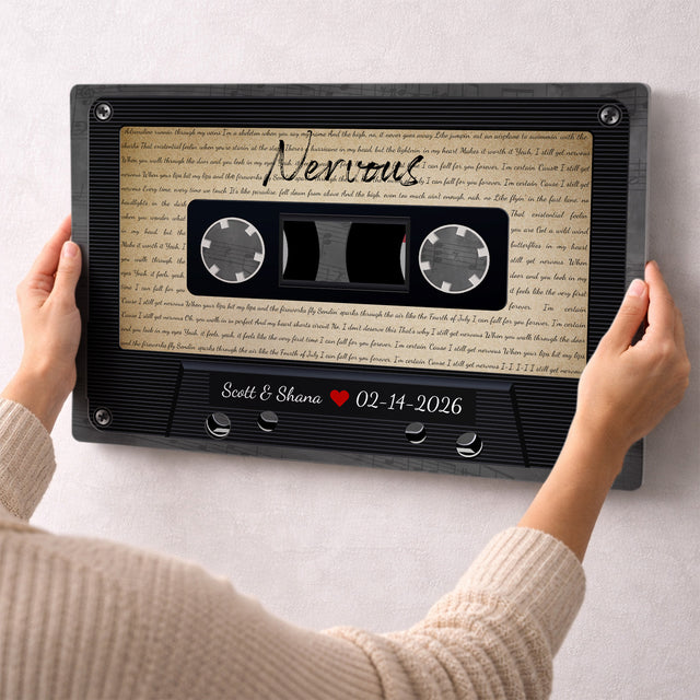 Personalized Retro Cassette Song Lyrics Metal Print