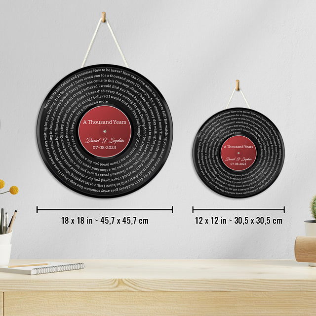 Custom Song Lyrics, Vinyl Record, Customizable Song Name And Text Round Wood Sign