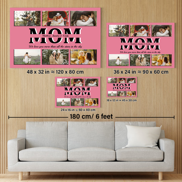 Mom Photo Collage Canvas Print With Text Custom 6 Pictures
