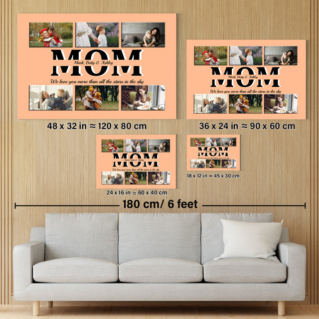 Mom Photo Collage Canvas Print With Text Custom 6 Pictures