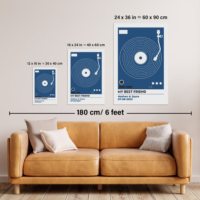 Vinyl Record Lyrics, Customize Song & Name Framed Art Print