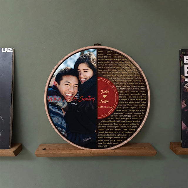 Personalized Song Lyrics Vinyl Record - Framed Round Wall Art - KARL05