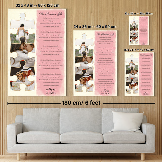 Custom Mom Puzzle Piece Photo Song Lyrics Canvas Print