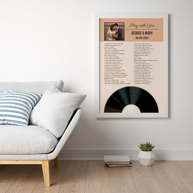 Personalized Favorite Song Lyrics & Photo, Sandy Framed Art Print