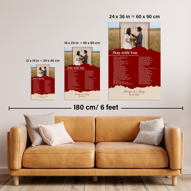 Maroon Framed Art Print, Custom Song Lyrics Name Date