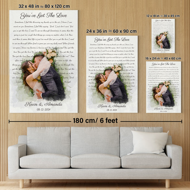 Personalized Song Lyrics & Watercolor Photo Canvas