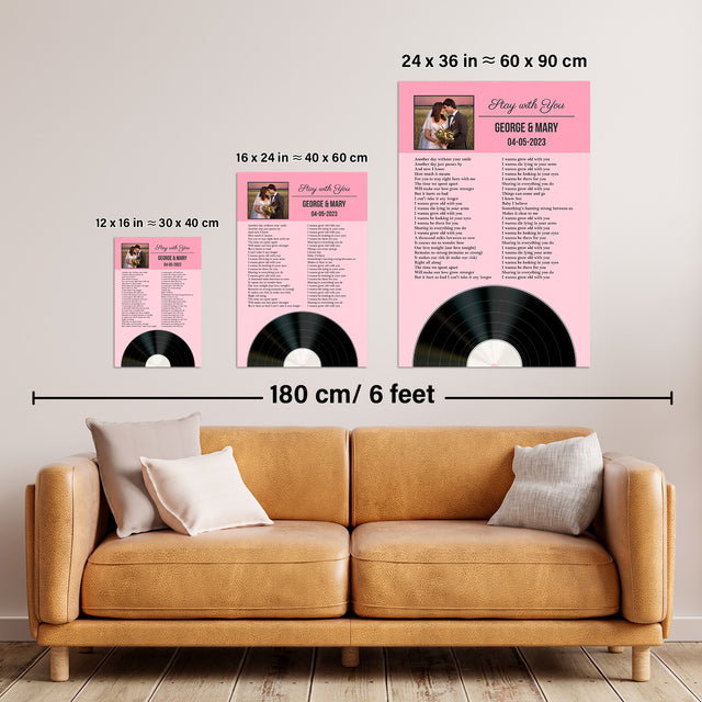 Tickled Pink Framed Art Print, Personalized Song Lyrics & Photo