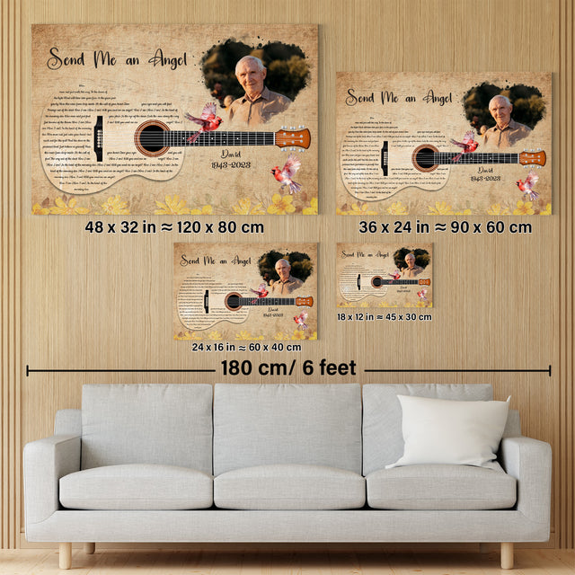 Personalized Memorial Canvas with Guitar & Cardinal, Music On Canvas