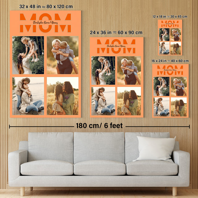 Mom Photo Collage Canvas Wall Art Custom 4 Pictures