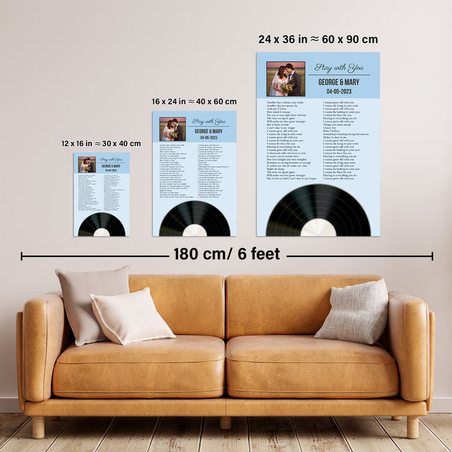 Personalized Favorite Song Lyrics, Ice Blue Framed Art Print with Your Own Photo