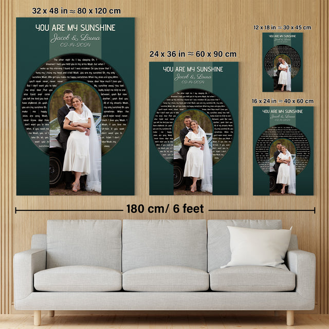 Custom Photo Song Lyrics Vintage Green Canvas Print