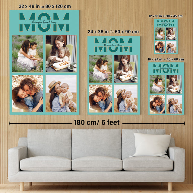 Mom Photo Collage Canvas Wall Art Custom 4 Pictures