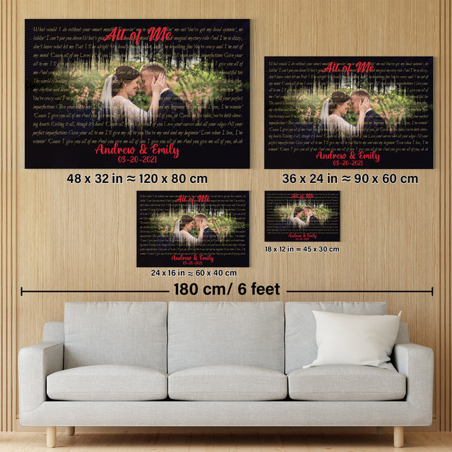 Custom Song Lyrics, Customizable Text And Upload Photo, Canvas Wall Art