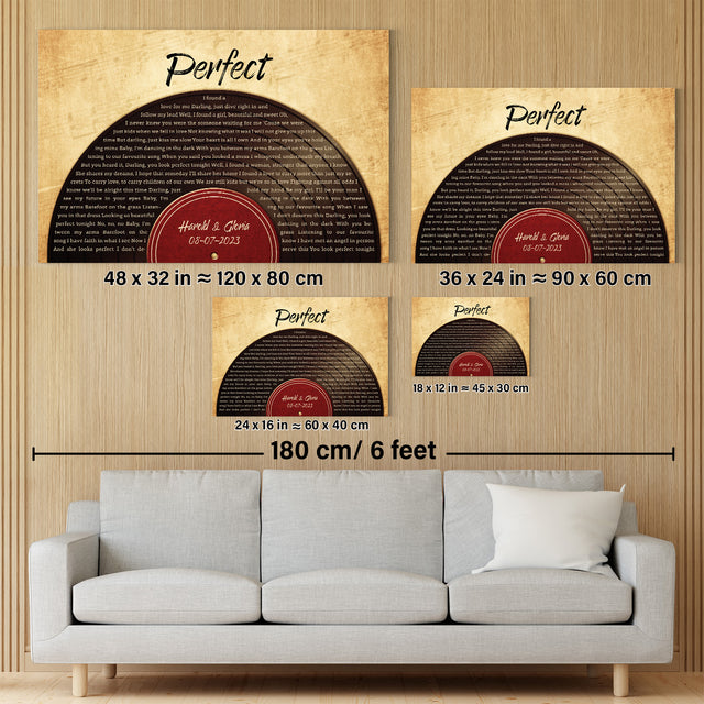 Custom Song Lyrics, Half Vinyl Record, Custom Name And Text, Canvas Wall Art