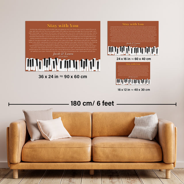 Custom Song Lyrics & Name, Vintage Orange Piano Design Framed Art Print