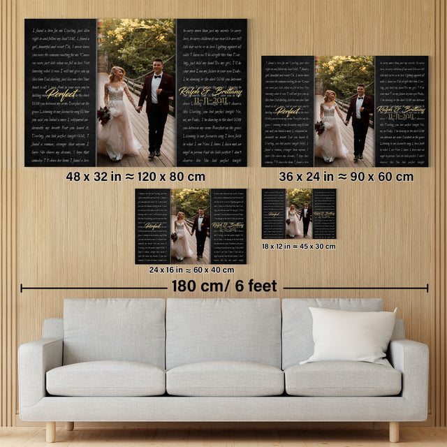 Custom Song Lyrics, Customizable Name And Upload Photo, Canvas Wall Art