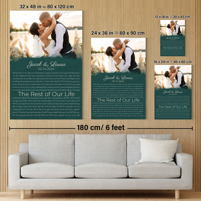 Custom Song Lyrics Name Date Vintage Green Canvas Print