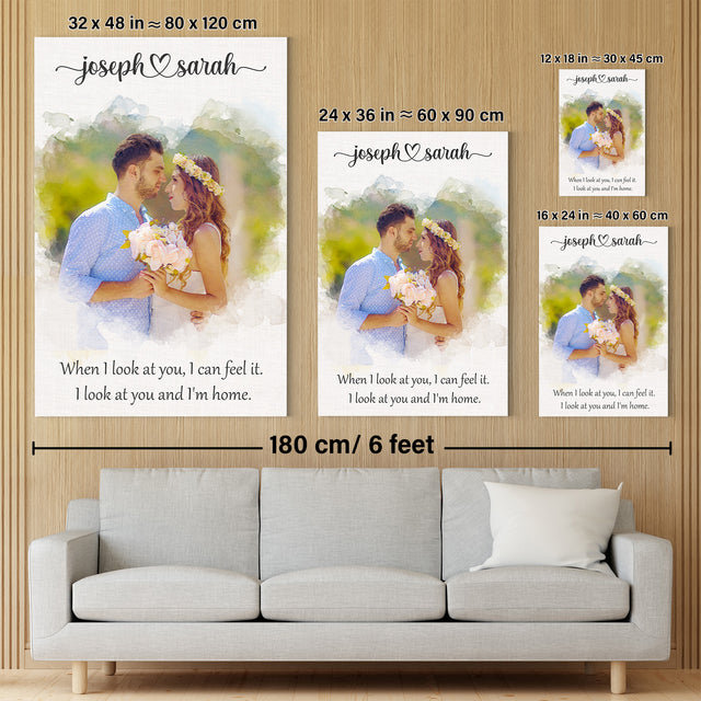 Custom Heart-Shaped Photo Canvas with Watercolor Effect