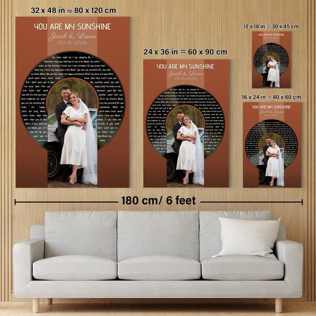 Custom Photo Song Lyrics Vintage Orange Canvas Print
