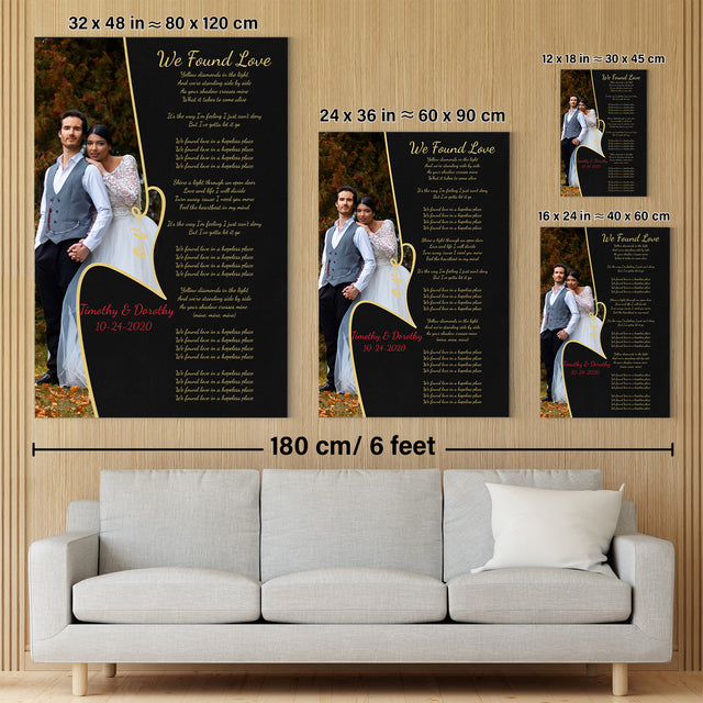 Custom Song Lyrics, Upload Photo, Customizable Text, Canvas Wall Art