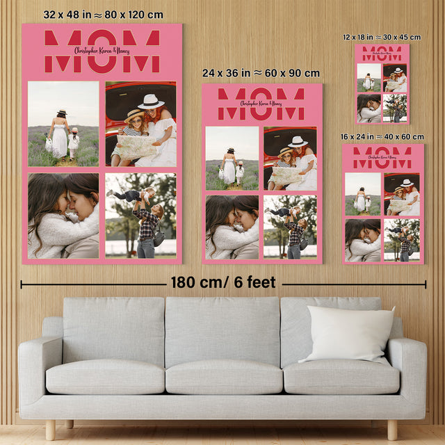 Mom Photo Collage Canvas Wall Art Custom 4 Pictures
