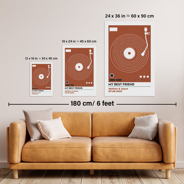 Vinyl Record Song Lyrics, Customize Song & Name Framed Art Print