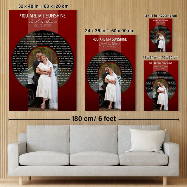 Custom Photo Song Lyrics Vintage Maroon Canvas Print