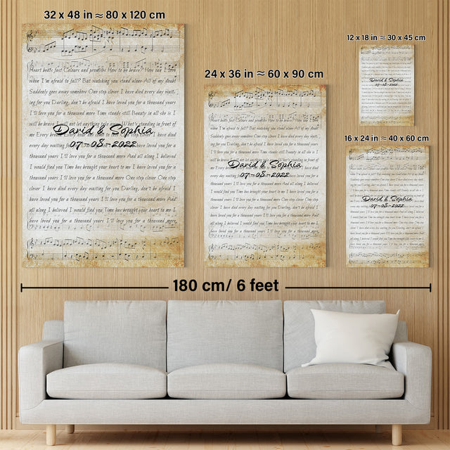 Custom Song Lyrics, Customizable Name And Date Canvas Wall Art