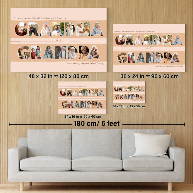 Grandma & Grandpa Photo Collage Canvas Print Custom 14 Pictures