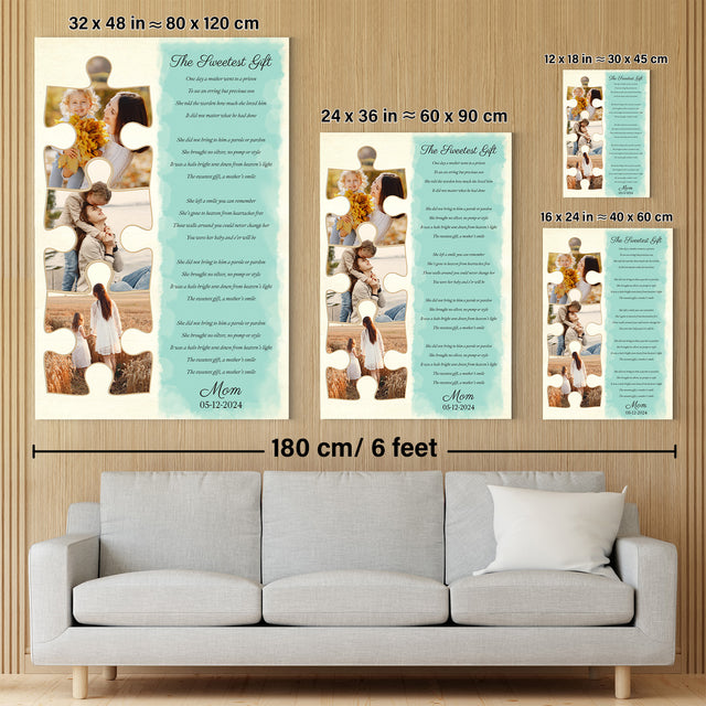 Custom Mom Puzzle Piece Photo Song Lyrics Canvas Print