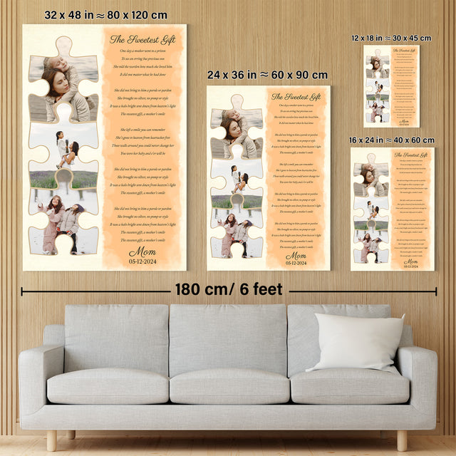 Custom Mom Puzzle Piece Photo Song Lyrics Canvas Print