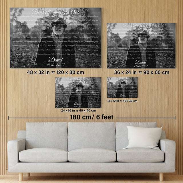 Personalized Song Lyrics On Canvas, Custom Photo & Date, Memorial Gifts
