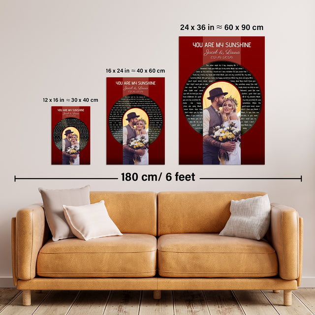 Vintage Maroon Framed Art Print, Custom Song Lyrics Name Date