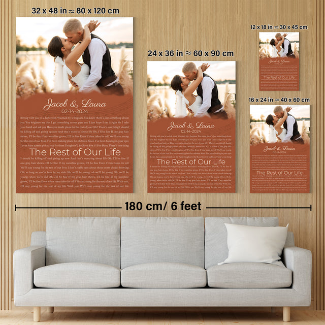 Custom Song Lyrics Name Date Vintage Orange Canvas Print