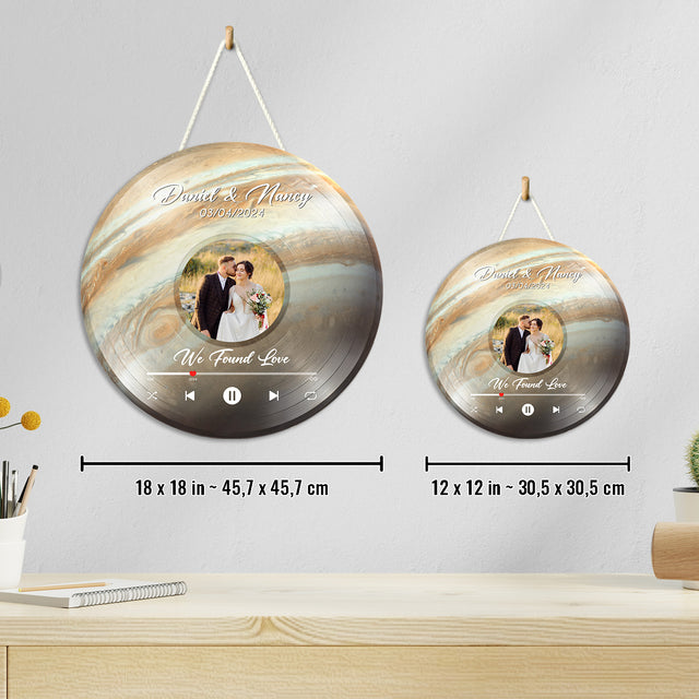 Custom Favorite Song Photo Round Wood Sign Jupiter Planet Background