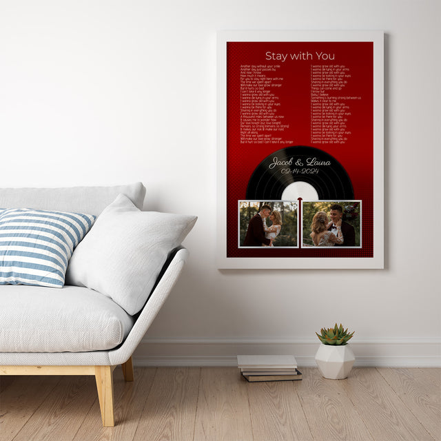 Personalized Retro Maroon Vinyl Record Framed Art Print