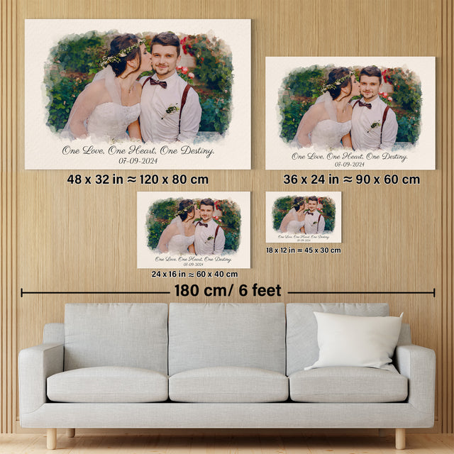 Vintage Watercolor Photo Canvas – Custom Message & Date