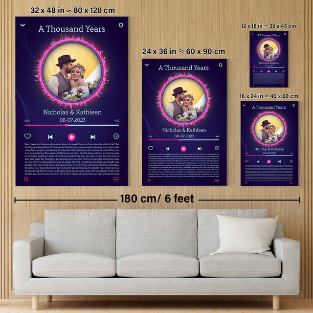 Custom Song Lyrics, Upload Photo, Customizable Text