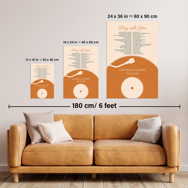 Pastel Sand Vinyl Record Framed Art Print, Custom Song Lyrics & Photo