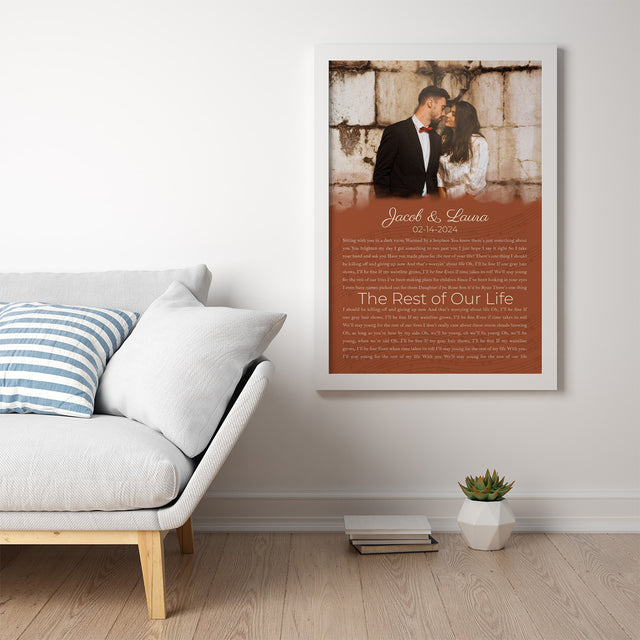 Half Song Lyrics Orange Framed Art Print, Custom Song Lyrics Name Date