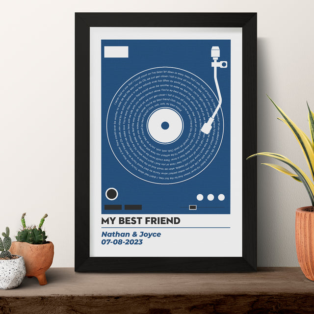 Vinyl Record Lyrics, Customize Song & Name Framed Art Print