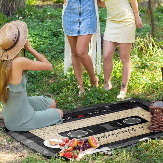 Custom Cassette Song Lyric Picnic Blanket