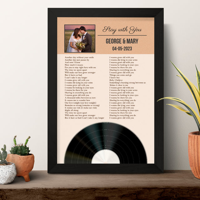 Personalized Favorite Song Lyrics & Photo, Sandy Framed Art Print