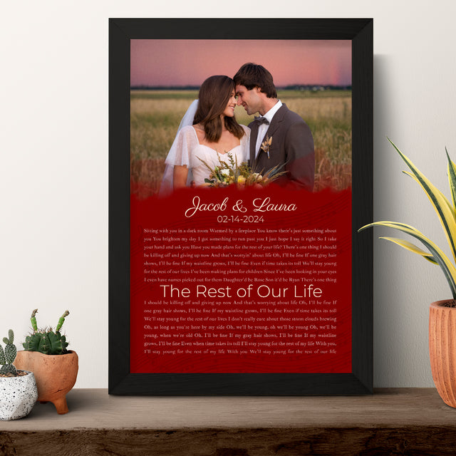 Half Song Lyrics Maroon Framed Art Print, Custom Song Lyrics Name Date