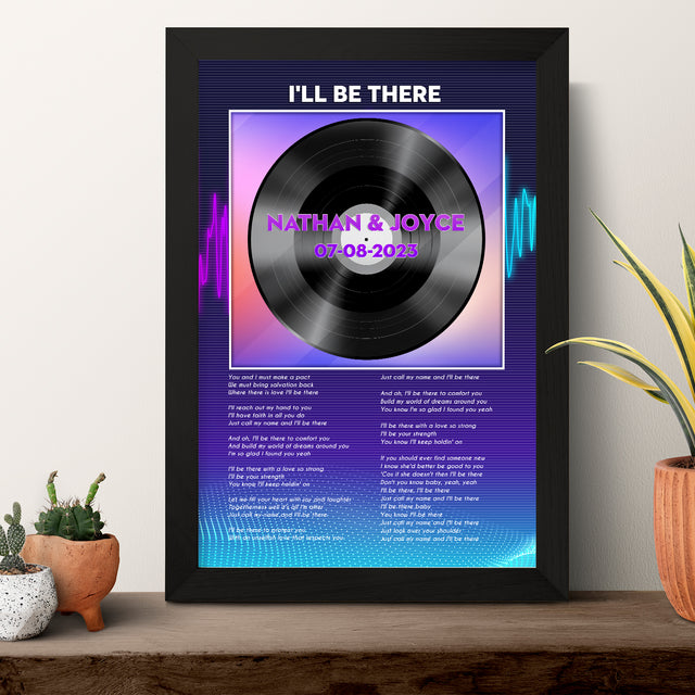 Personalized Song Lyrics Vinyl Record Framed Art Print